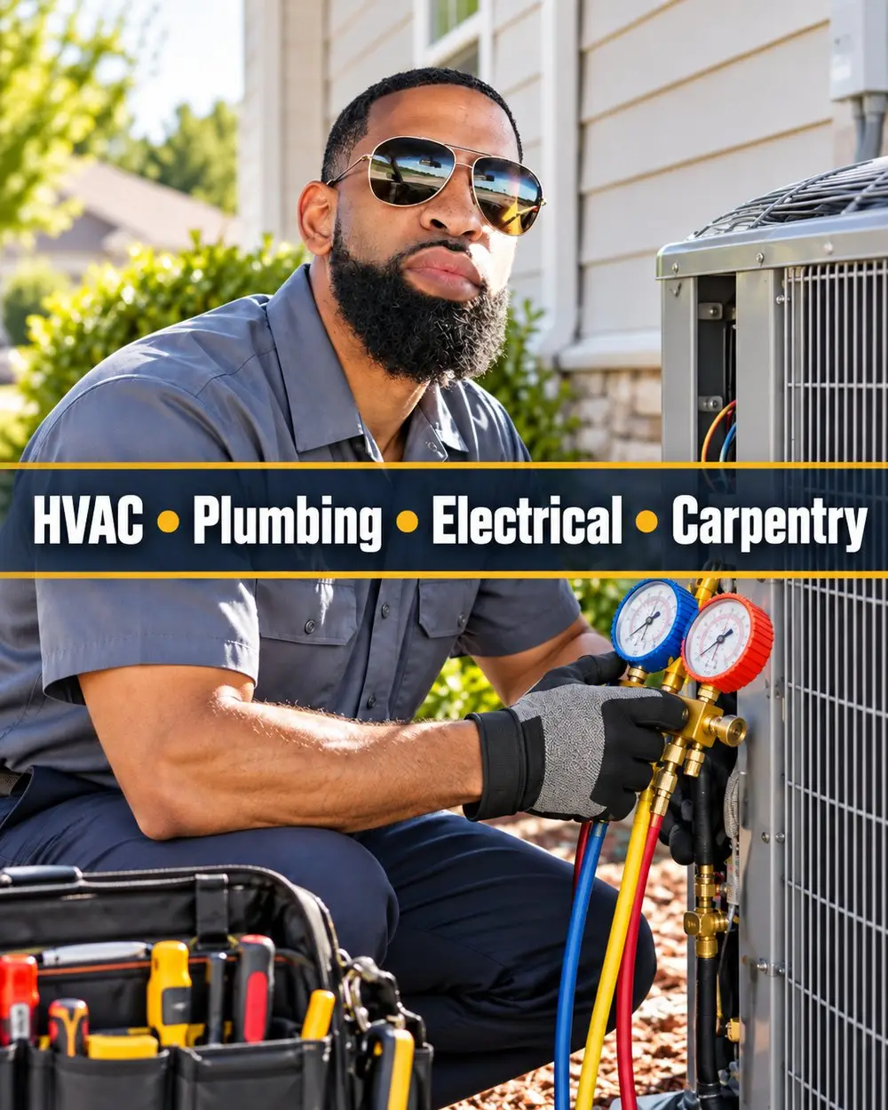 Metro Mobile Maintenance technician servicing an outdoor AC unit